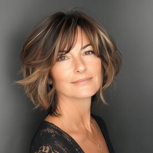 Short Layered Bob wash-and-wear hairstyle for women over 60