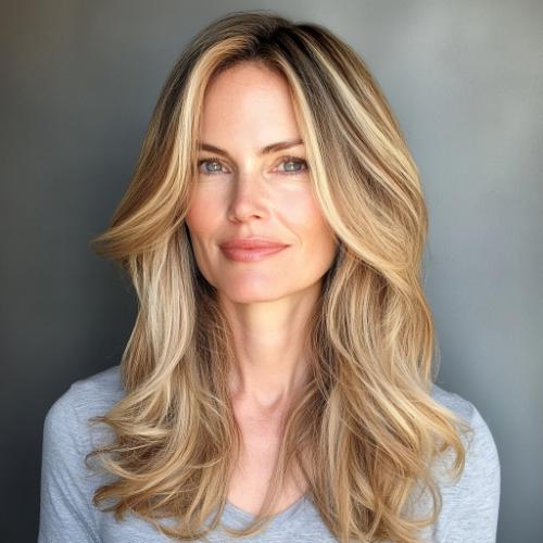 Soft Waves with Layers hairstyle for woman over 40 with fine hair