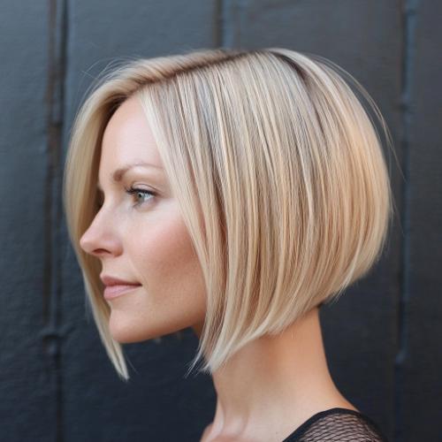 Inverted Bob haircut for woman over 40 with fine hair