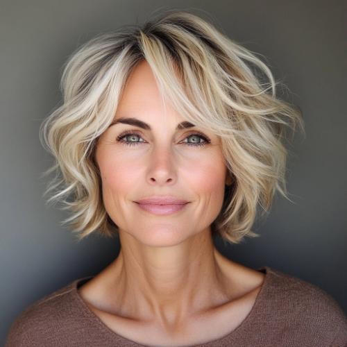 Textured tousled short haircut for women over 50