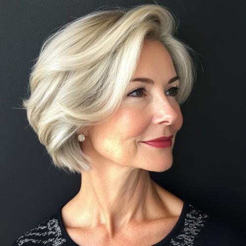 Side-swept bob for women over 50