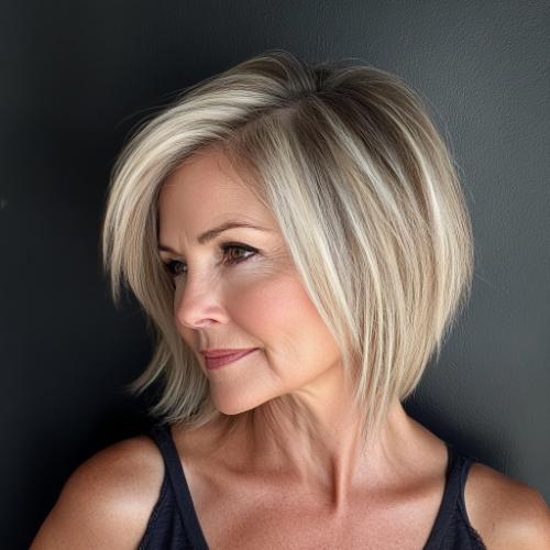 Asymmetrical bob for women over 50