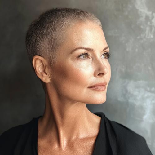 Buzz Cut wash-and-wear hairstyle for women over 60