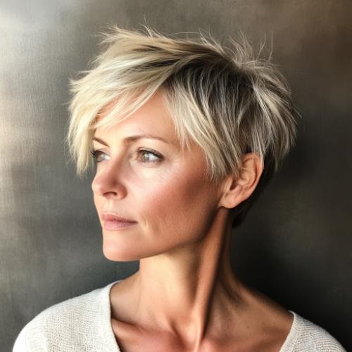 Sassy Short Cut hairstyle for woman over 40 with fine hair