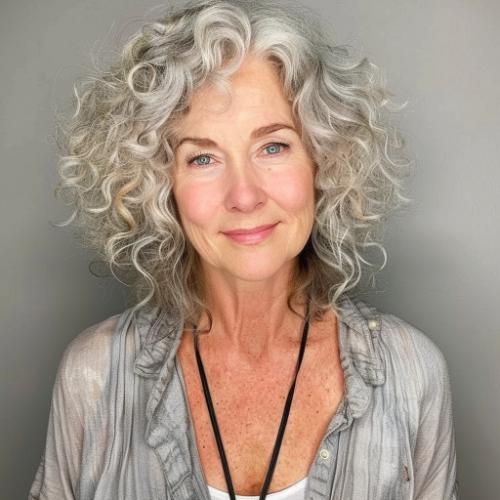 curly wavy gray hair for women over 50