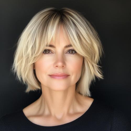 Short bob with bangs for women over 50