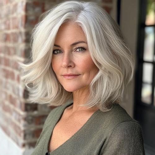 gray bob haircut over 50