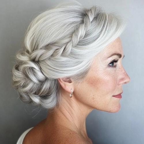 gray updo for women over 50