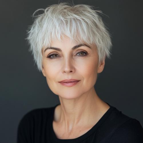 Pixie haircut with bangs for women over 50