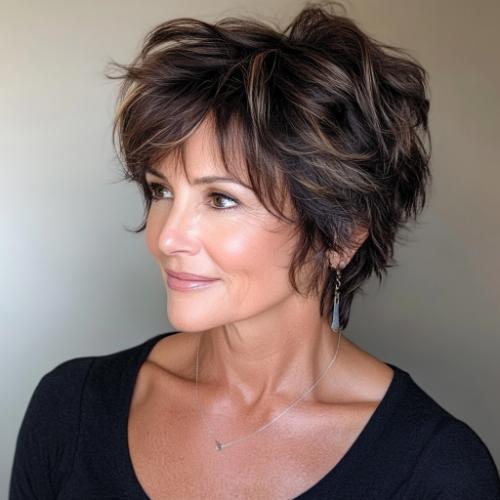 Wavy Pixie wash-and-wear hairstyle for women over 60