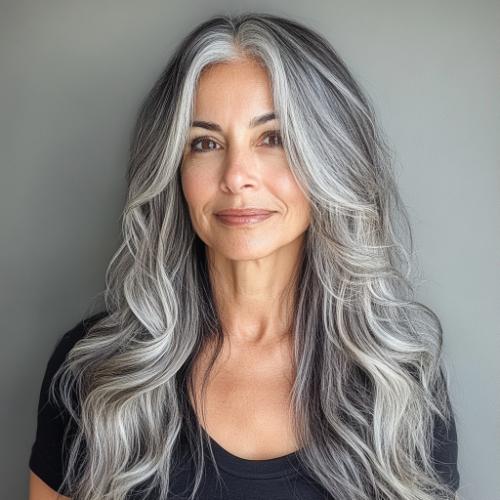 long gray waves for women over 50