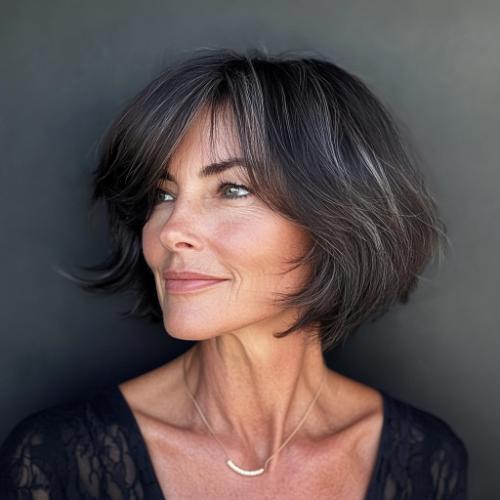 Short French bob hairstyle for women over 50