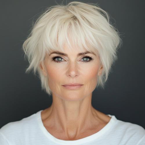 Short Choppy Easy wash-and-wear hairstyle for women over 60