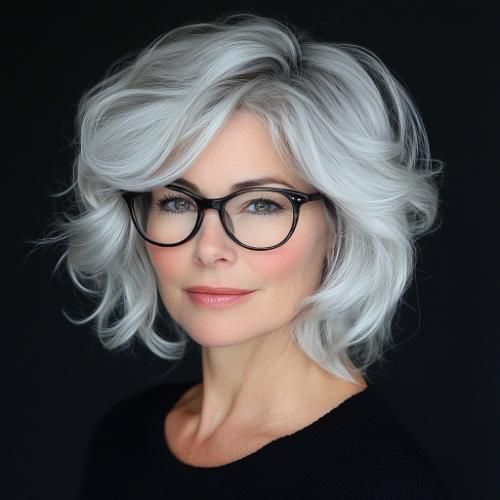 chic gray layered hairstyle for women over 50