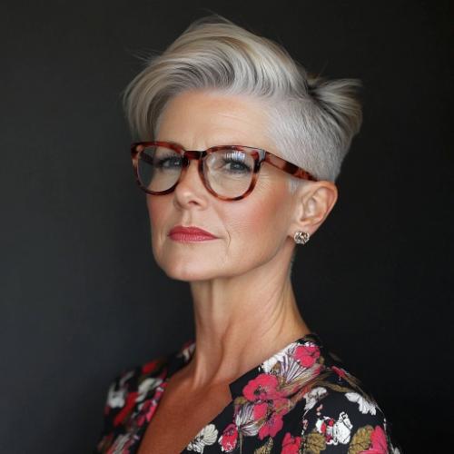 Undercut Pixie wash-and-wear hairstyle for women over 60