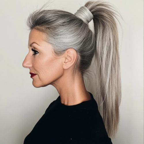 Ponytail for an older woman