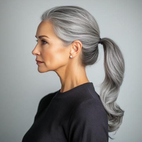 Professional ponytail for an older woman