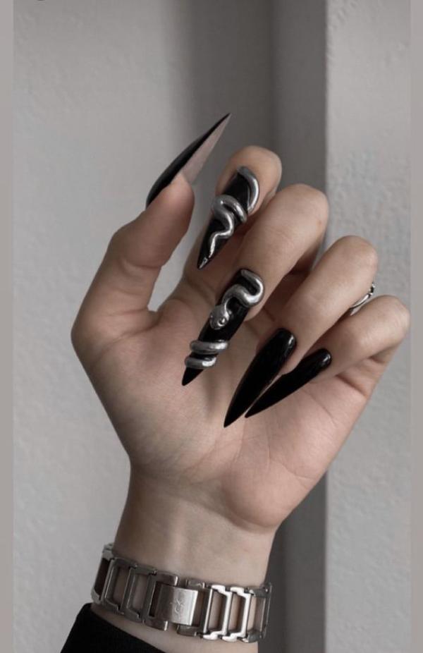 snake stiletto nails