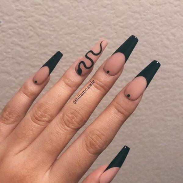 snake French nails