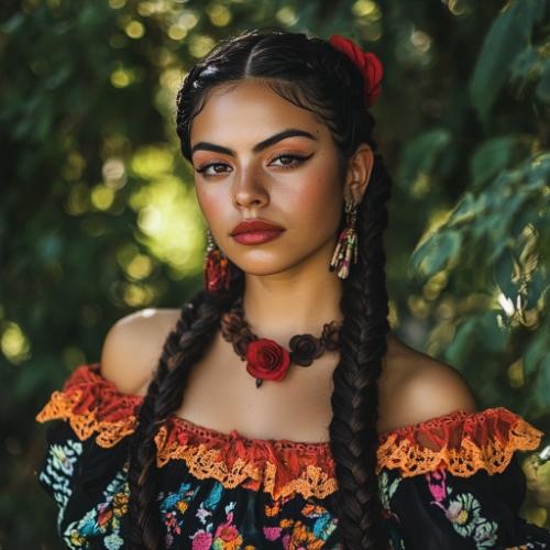 Elegant Mexican braid with elaborate design and colorful accents