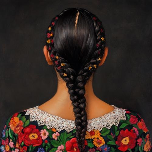 Mexican braid with artistic design elements and vibrant colors