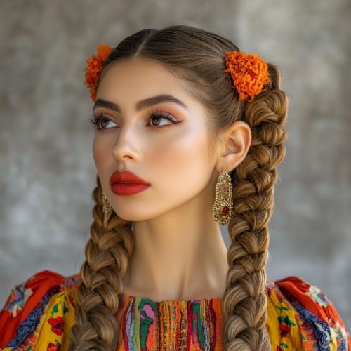 Mexican braid hairstyle with intricate pattern