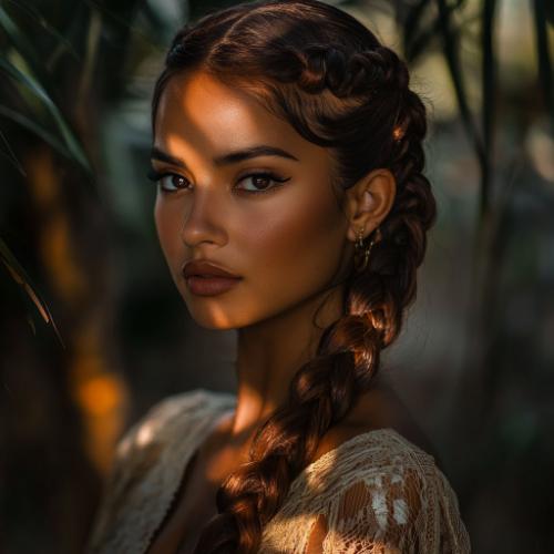 Traditional Mexican braid hairstyle with floral accents