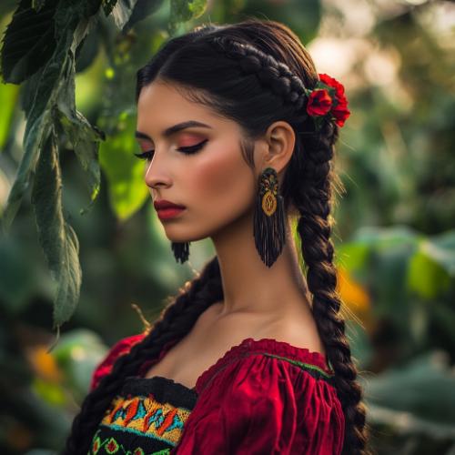 Classic Mexican braid style with intricate patterns and cultural flair