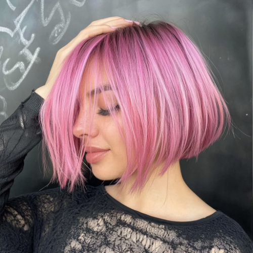 Sophisticated pink bob haircut