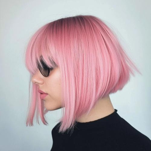 Cute pink bob hairstyle