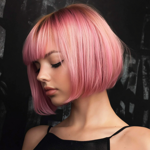 Chic pink bob cut