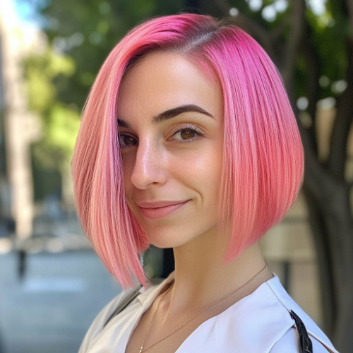 Fashionable pink bob style