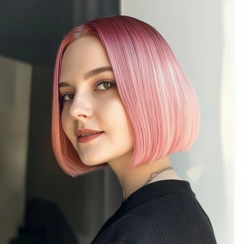 Trendy pink bob haircut