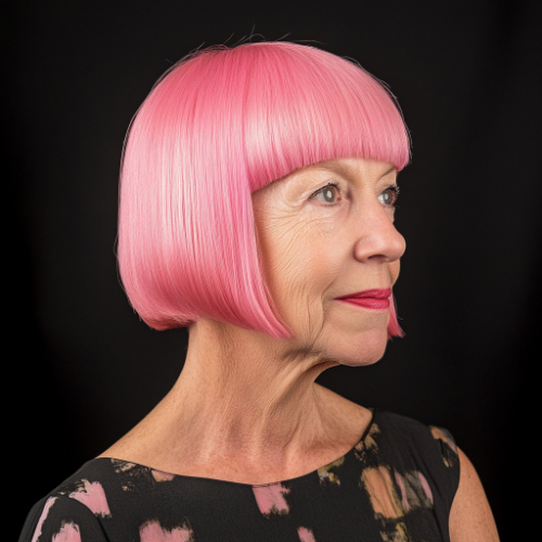 Stylish pink bob cut