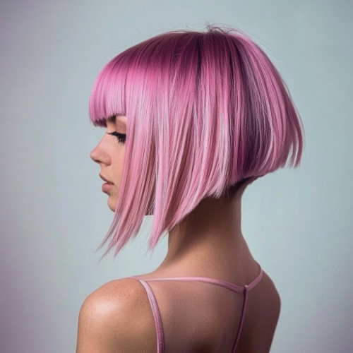 Modern pink bob hairstyle