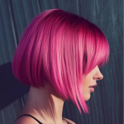 Vibrant pink bob hairstyle