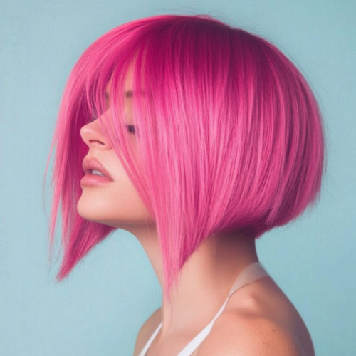 Fabulous pink bob cut