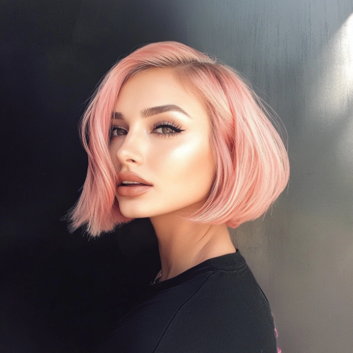 Modern pink bob haircut