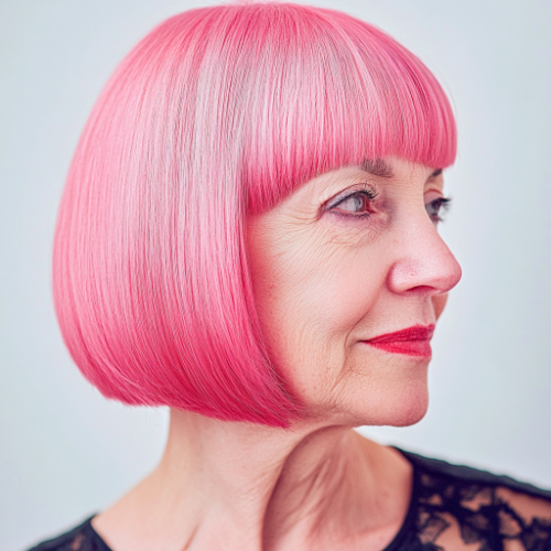 Stylish pink bob cut