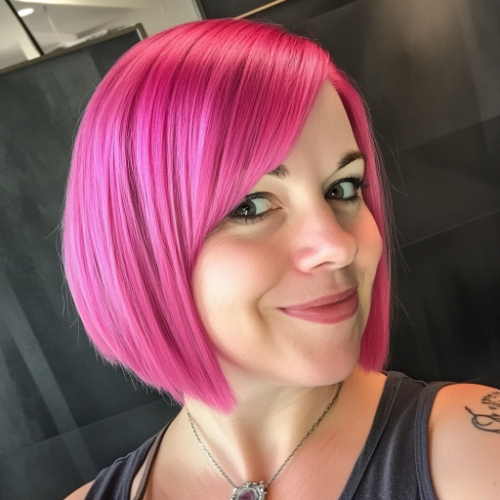 Modern pink bob hairstyle