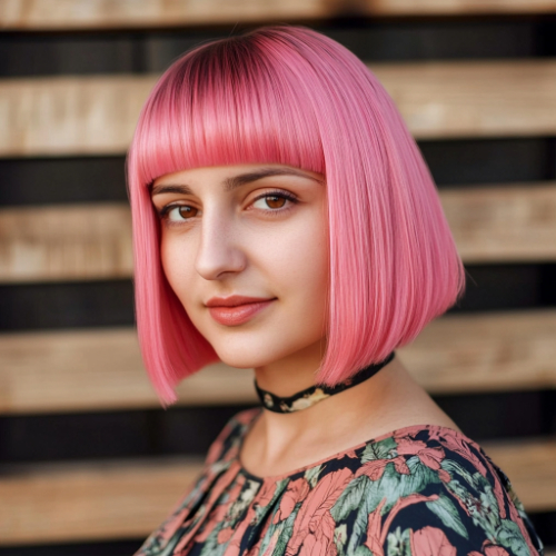 Elegant pink bob cut