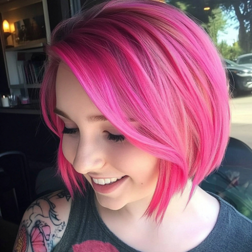 Chic pink bob cut