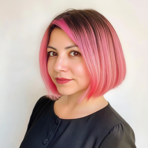 Fashionable pink bob style