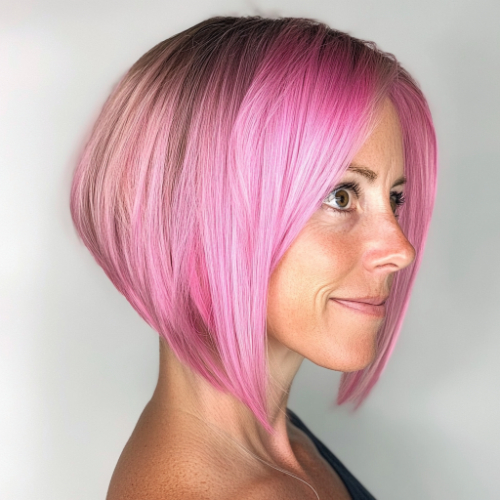 Elegant pink bob cut