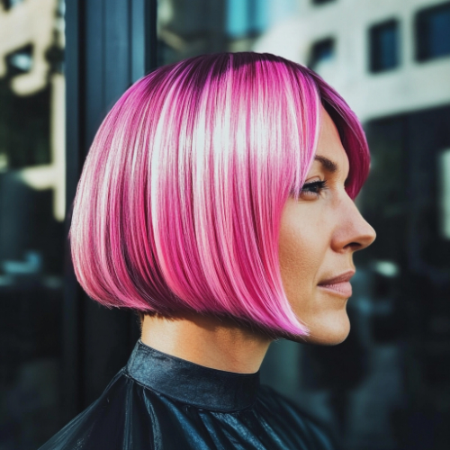 Chic pink bob cut