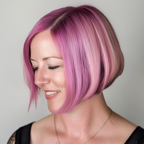 Vivid pink bob hairstyle