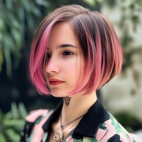 Trendy pink bob style