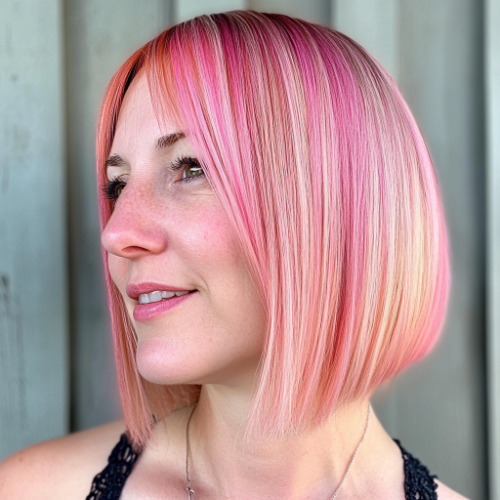 Sophisticated pink bob hairstyle