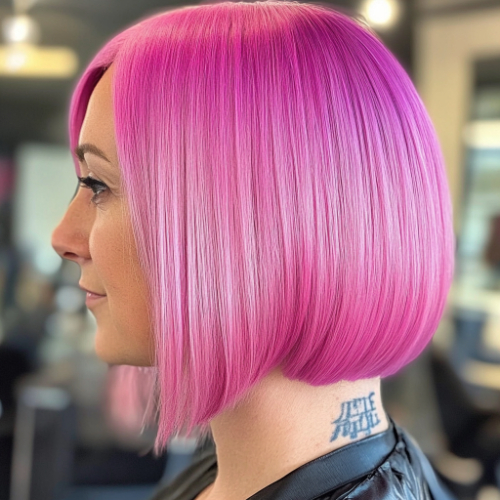 Stylish pink bob haircut