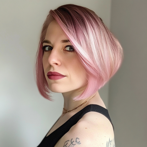 Vibrant pink bob cut